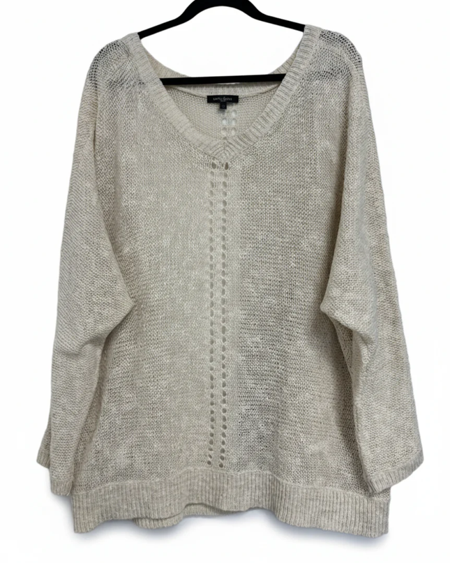 ROXY Cream Open Knit Relaxed Cardigan