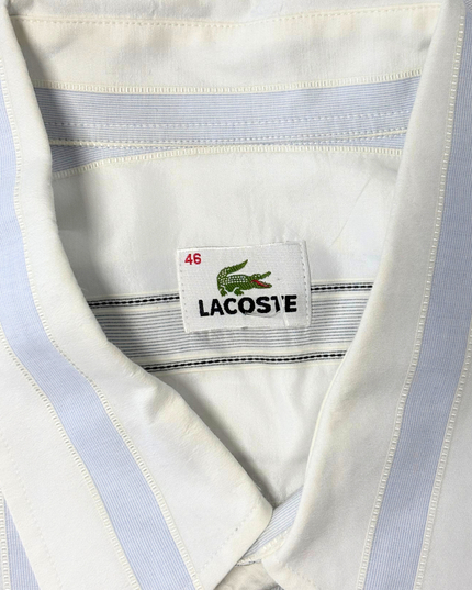 Lacoste White & Light Blue Striped Short-Sleeve Button-Up Shirt