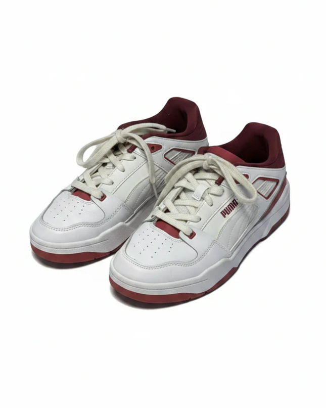 Puma White/Maroon Slipstream Retro Sneakers