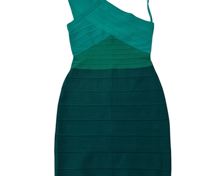 GISELLAnoir Emerald One-Shoulder Bandage Mini Dress W/TAG