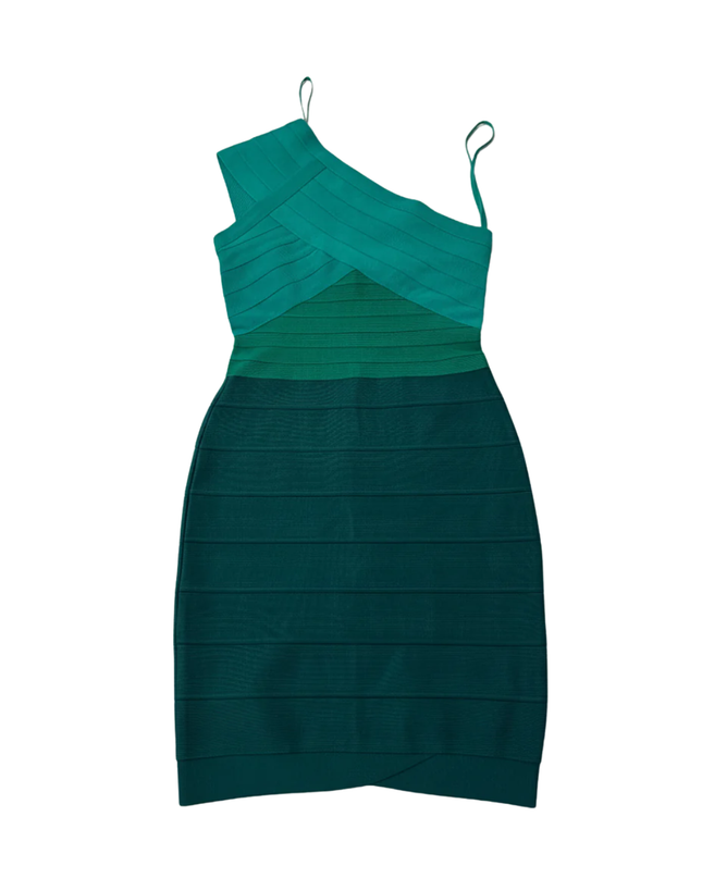 GISELLAnoir Emerald One-Shoulder Bandage Mini Dress W/TAG