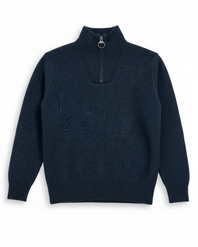 Barbour Half-Zip Textured Knit in Navy Sweater