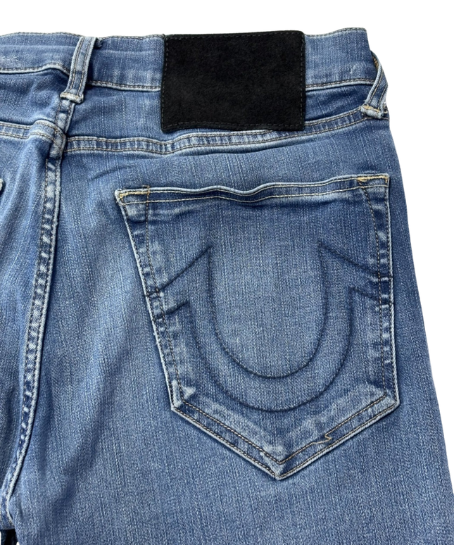 True Religion Blue Rocco Relaxed Skinny Distressed Jeans