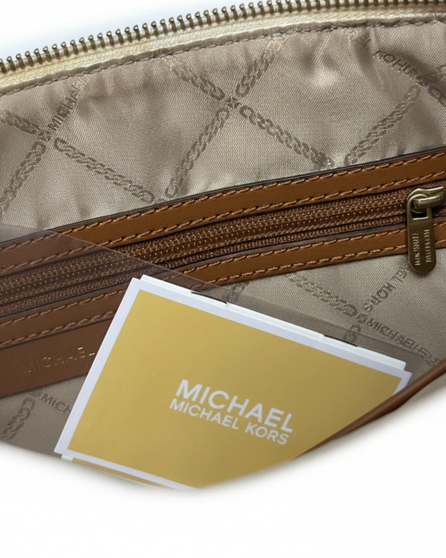 Michael Kors Jet Set Vanilla/Acorn Monogram Tote Bag W/Tags