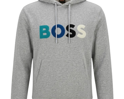 BOSS Grey Multi-Color Logo Appliqué Hoodie