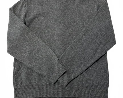 GANT Men's Grey 100% Lambswool Full-Zip Mock Neck Sweater