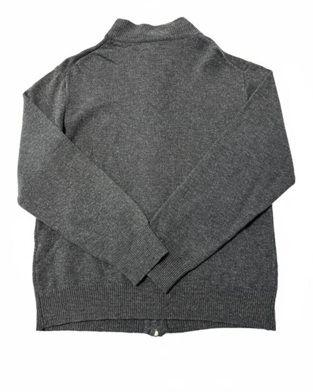GANT Men's Grey 100% Lambswool Full-Zip Mock Neck Sweater