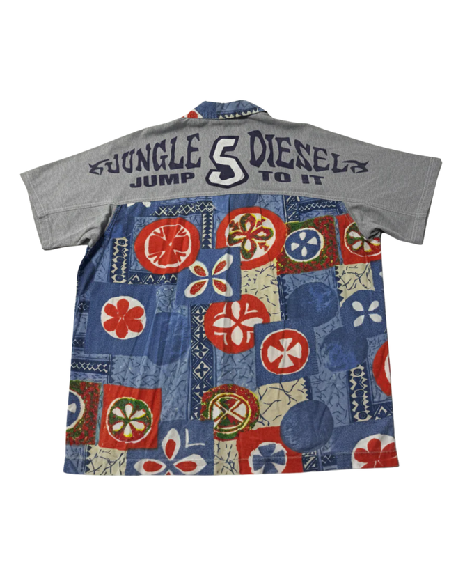 Diesel Multicolor Graphic Zip-Up Short Sleeve Shirt