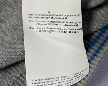 Hugo Boss Grey Quarter-Zip Cotton Blend Sweater