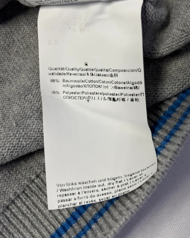 Hugo Boss Grey Quarter-Zip Cotton Blend Sweater