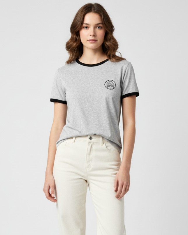 Pull&Bear Grey Ringer "Just Look Inside" Graphic T-Shirt