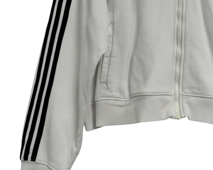 Adidas White 3-Stripes Zip-Up Hoodie