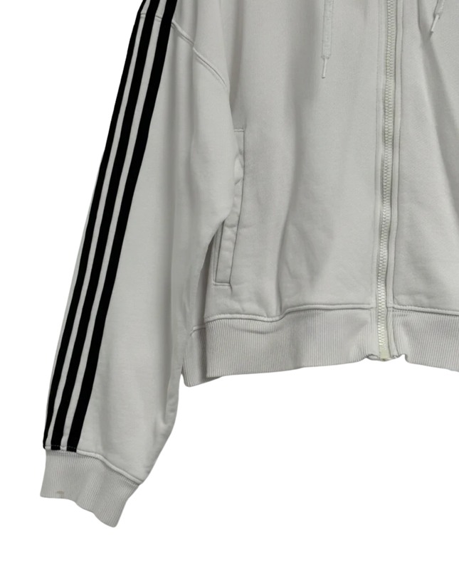 Adidas White 3-Stripes Zip-Up Hoodie