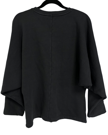 ZARA Black Oversized Batwing Sleeve Fleece Top