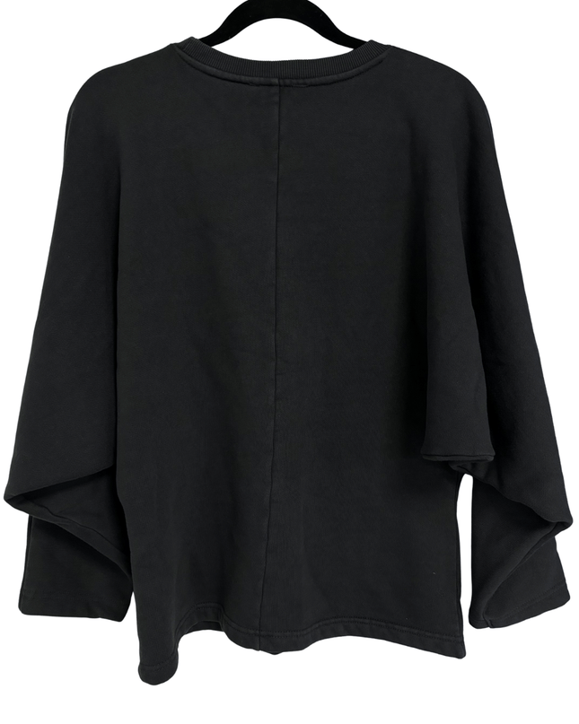 ZARA Black Oversized Batwing Sleeve Fleece Top