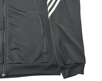 Adidas Black and Grey 3-Stripe Zip-Up Sports Jacket