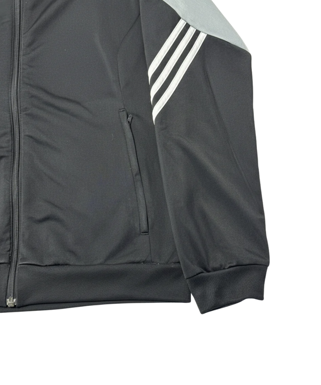 Adidas Black and Grey 3-Stripe Zip-Up Sports Jacket