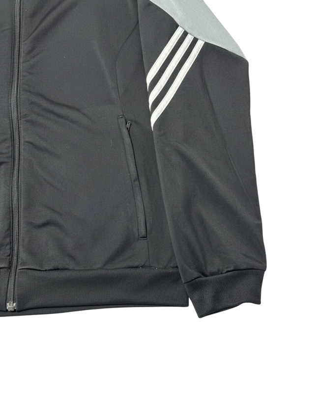 Adidas Black and Grey 3-Stripe Zip-Up Sports Jacket