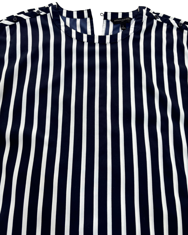 Banana Republic Striped Navy & White Blouse - XL