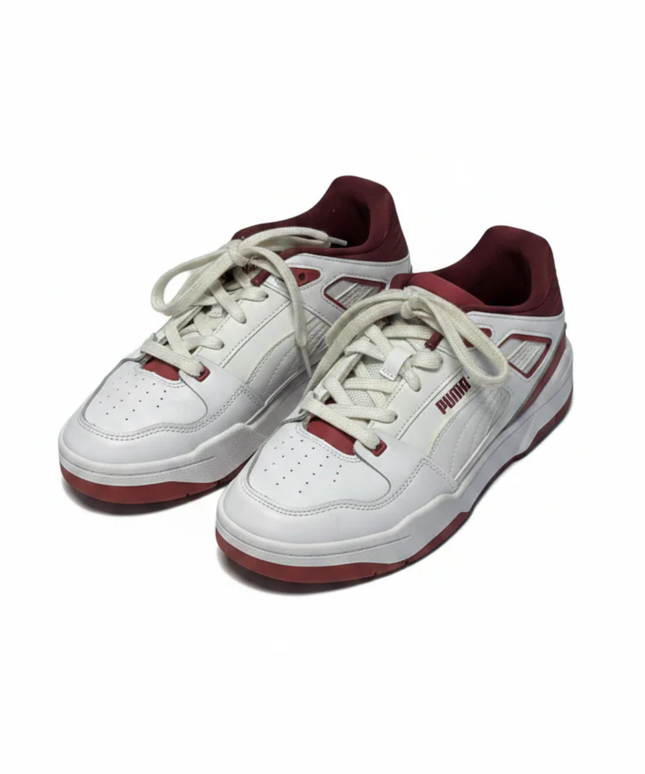 Puma White/Maroon Slipstream Retro Sneakers