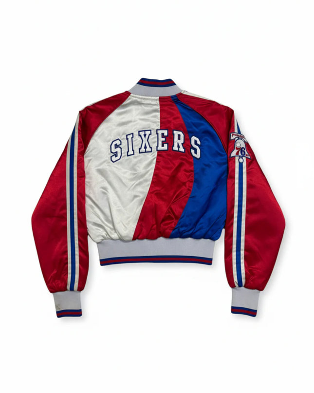 G-III Sports Philadelphia 76ers Red, White, Blue Satin Bomber Jacket