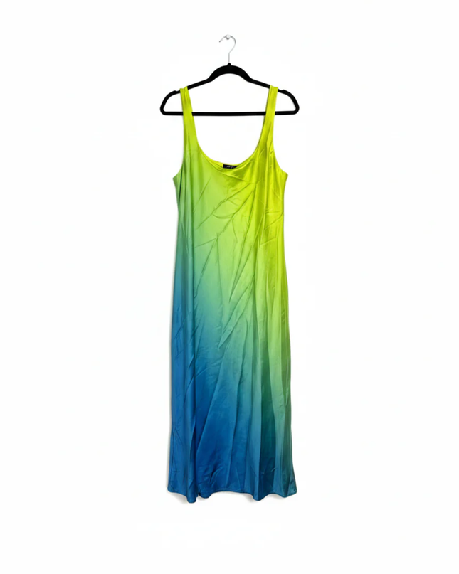 Lauren Ralph Lauren Green/Blue Ombre Satin Dress W/Tags