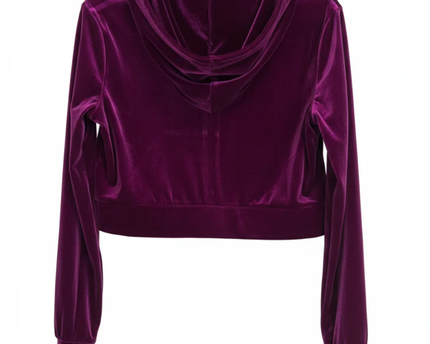 Juicy Couture Purple Velvet Cropped Zip-Up Hoodie