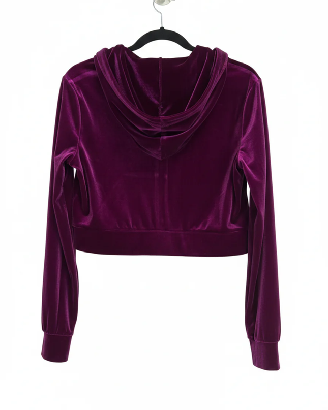 Juicy Couture Purple Velvet Cropped Zip-Up Hoodie