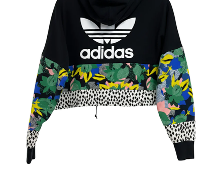 Adidas Black/Multicolor Floral Her Studio London Cropped Hoodie