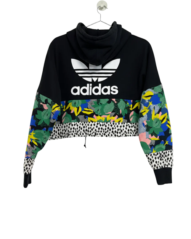 Adidas Black/Multicolor Floral Her Studio London Cropped Hoodie