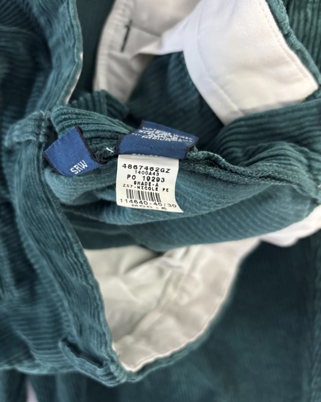 Polo Ralph Lauren Green Andrew Pant Corduroy Pleated Trousers