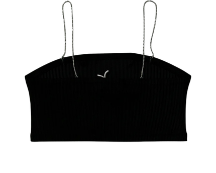 DON'T CALL ME Jennyfer Black Ribbed Rhinestone Strap Cami Top W/Tags