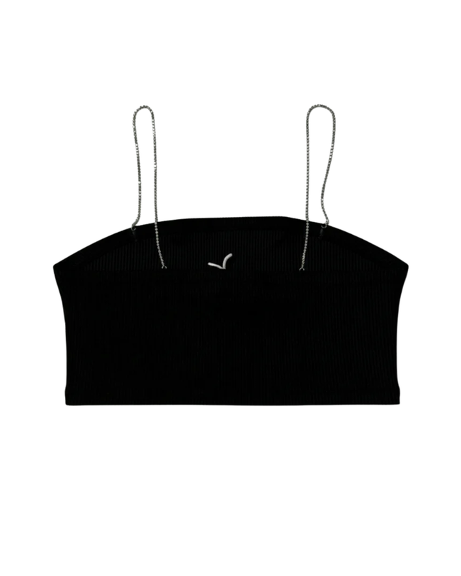 DON'T CALL ME Jennyfer Black Ribbed Rhinestone Strap Cami Top W/Tags