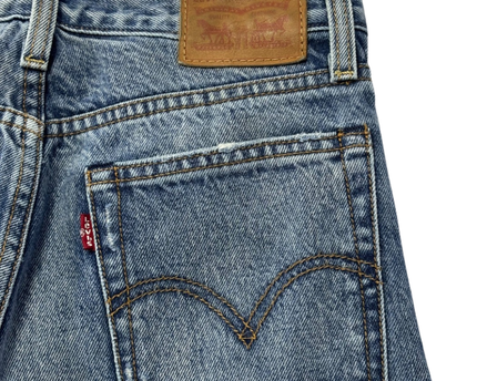 Levi's Blue Distressed High-Rise Straight Leg Jeans
