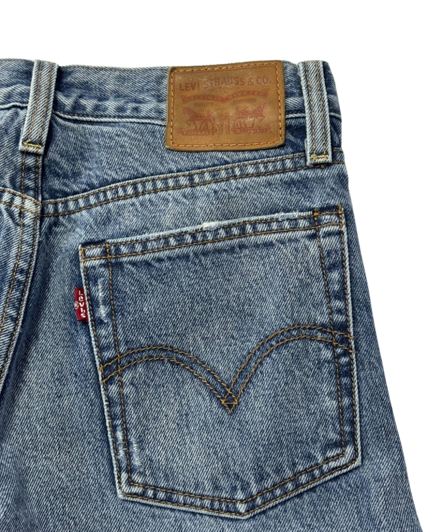 Levi's Blue Distressed High-Rise Straight Leg Jeans