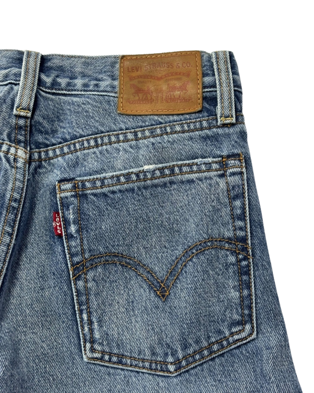 Levi's Blue Distressed High-Rise Straight Leg Jeans