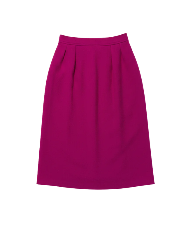 Yves Saint Laurent Magenta Vintage Wool Double-Breasted Skirt Suit