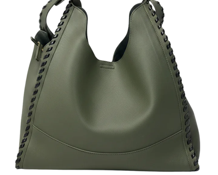 Sac Unit by SAC Olive Green Whipstitch Detail Hobo Bag