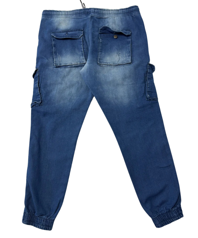 Falcon Denim Blue Cargo Jogger Jeans
