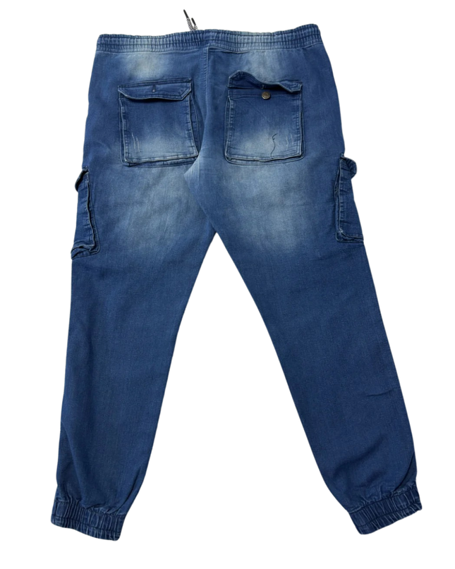 Falcon Denim Blue Cargo Jogger Jeans