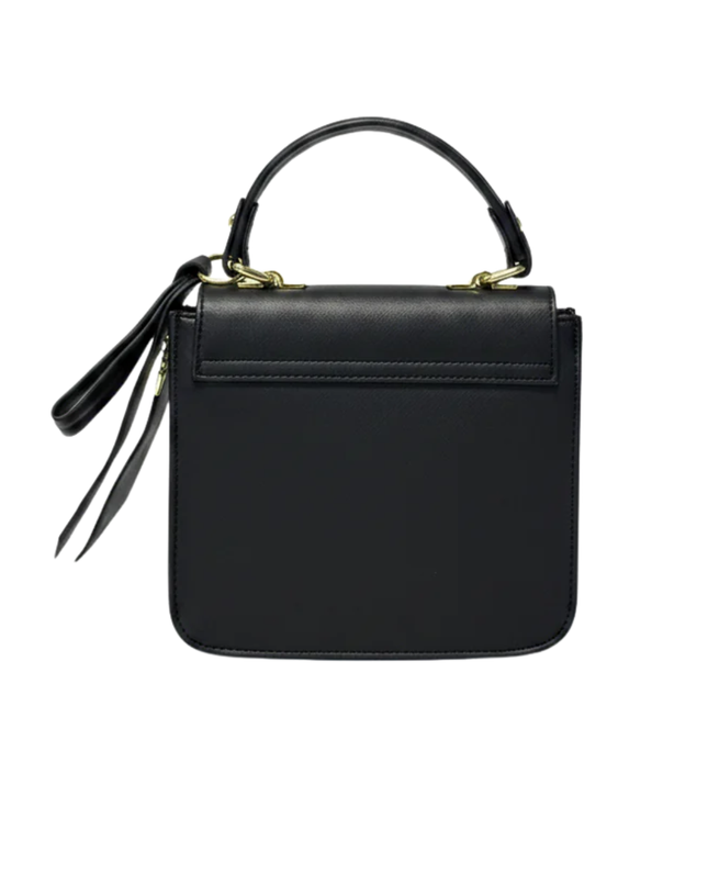 Betsey Johnson Black Saffiano Bow Top Handle Bag