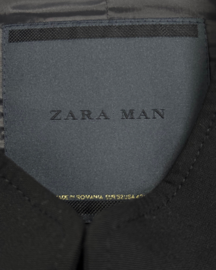 ZARA MAN Black Minimalist Zip-Up Blazer Jacket