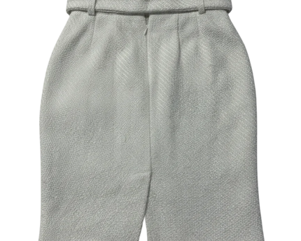 DKNY White Tweed Belted Pencil Skirt