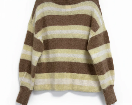 H&M Brown and Yellow Striped Mohair Blend Sweater