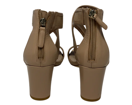 Nine West Beige Pearlita Strappy Block Heels