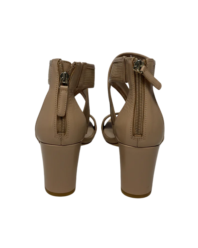 Nine West Beige Pearlita Strappy Block Heels