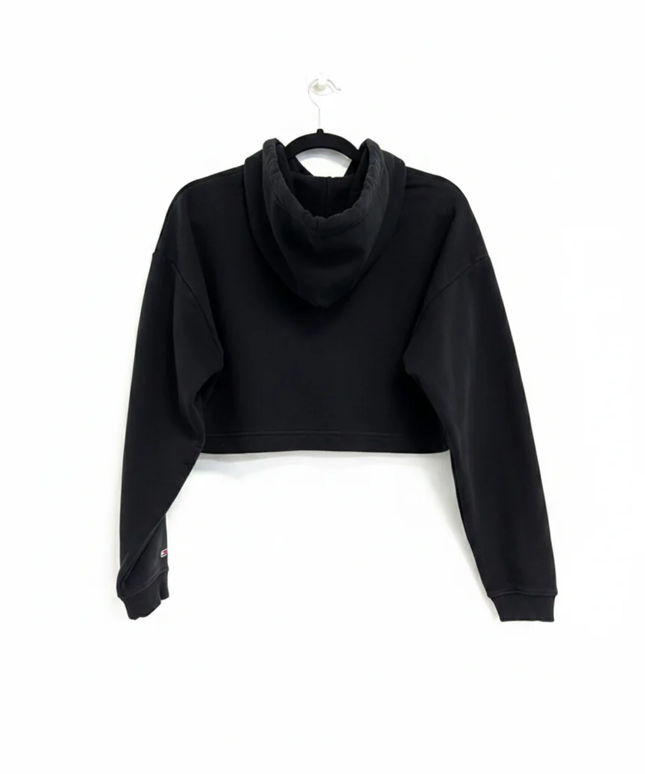 Tommy Jeans Black Cropped Logo Hoodie