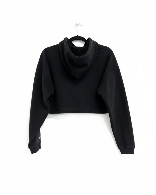 Tommy Jeans Black Cropped Logo Hoodie