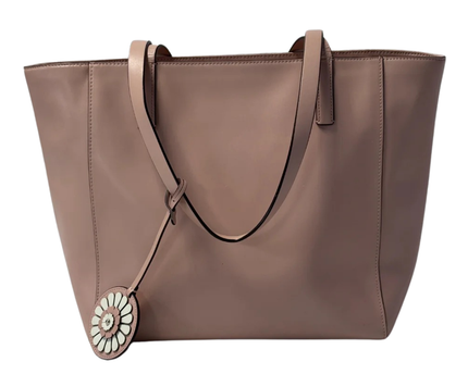 Kate Spade Pink Leather Tote Bag with Floral Charm