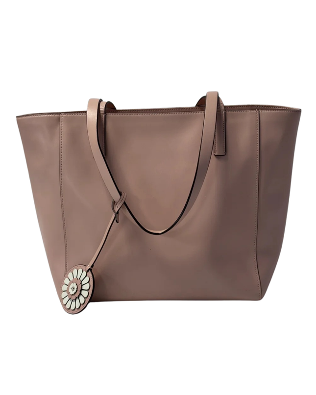 Kate Spade Pink Leather Tote Bag with Floral Charm